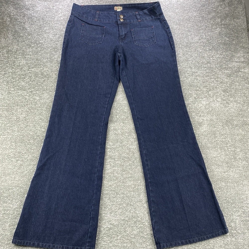 Olsenboye Women's Flare Eclectic Influence Dark Wash Jeans Size 11